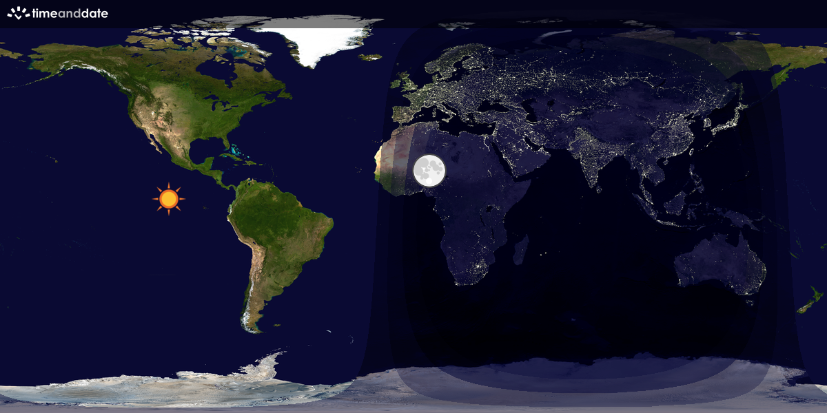Verdenskart som viser dag og natt 