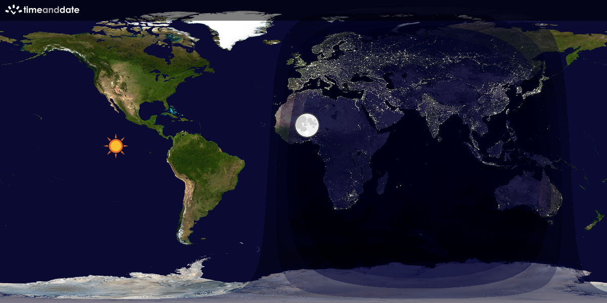 Verdenskart som viser dag og natt 