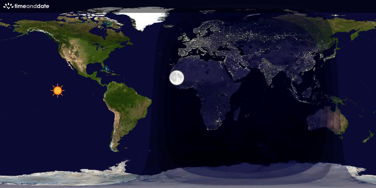 Verdenskart som viser dag og natt 
