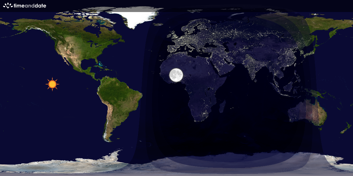 Verdenskart som viser dag og natt 