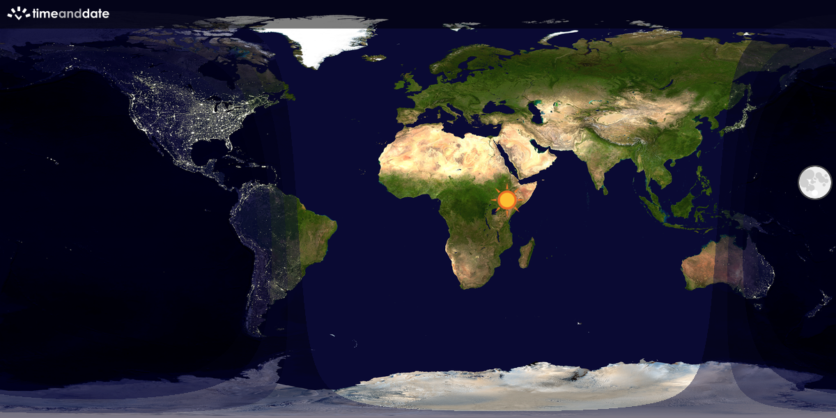 Verdenskart som viser dag og natt 