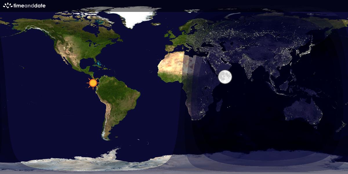 Verdenskart som viser dag og natt 