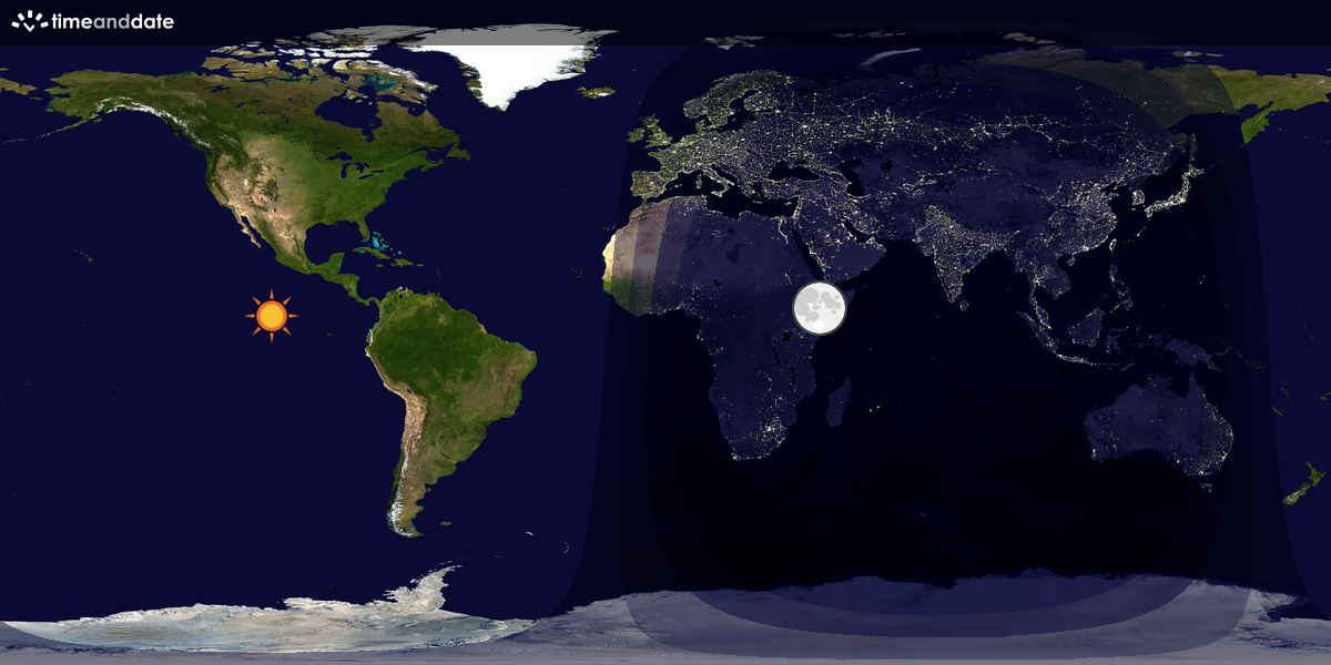 Verdenskart som viser dag og natt 
