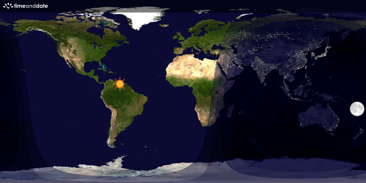 Verdenskart som viser dag og natt 
