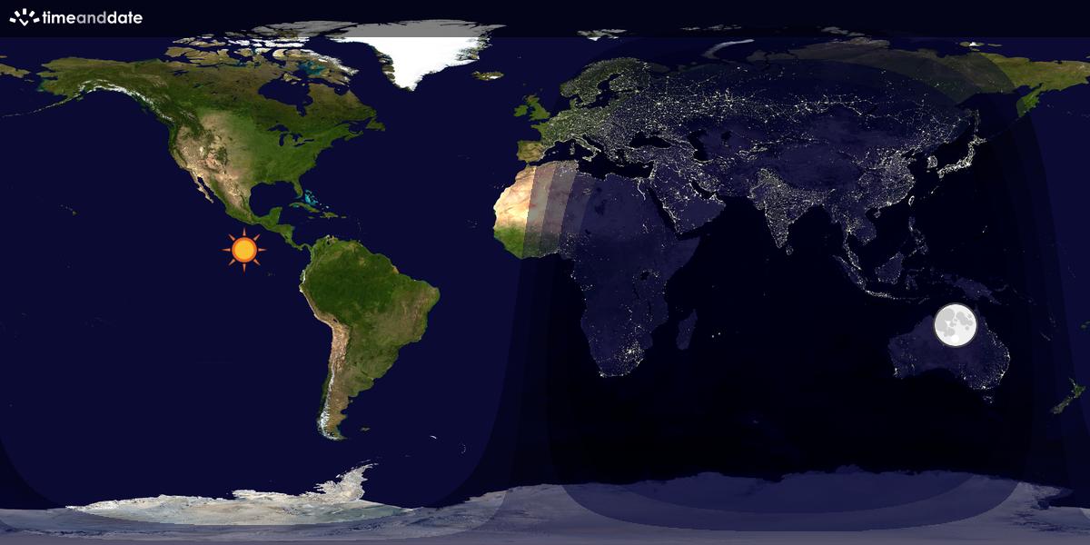 Verdenskart som viser dag og natt 