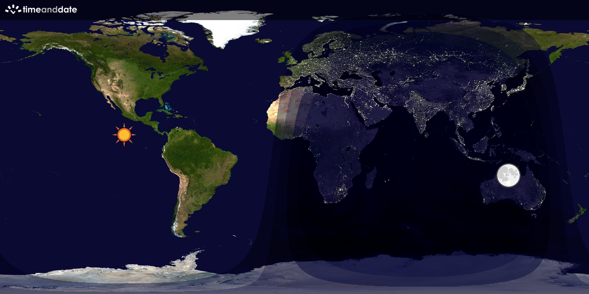 Verdenskart som viser dag og natt 
