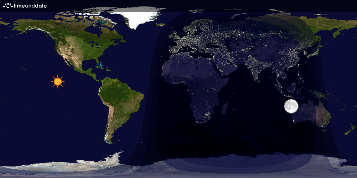 Verdenskart som viser dag og natt 