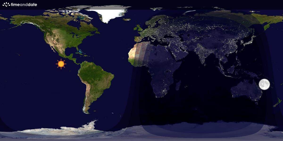 Verdenskart som viser dag og natt 