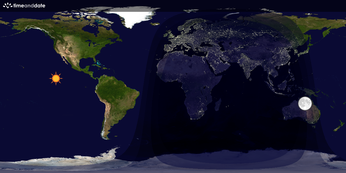 Verdenskart som viser dag og natt 