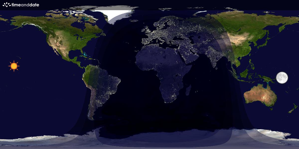Verdenskart som viser dag og natt 