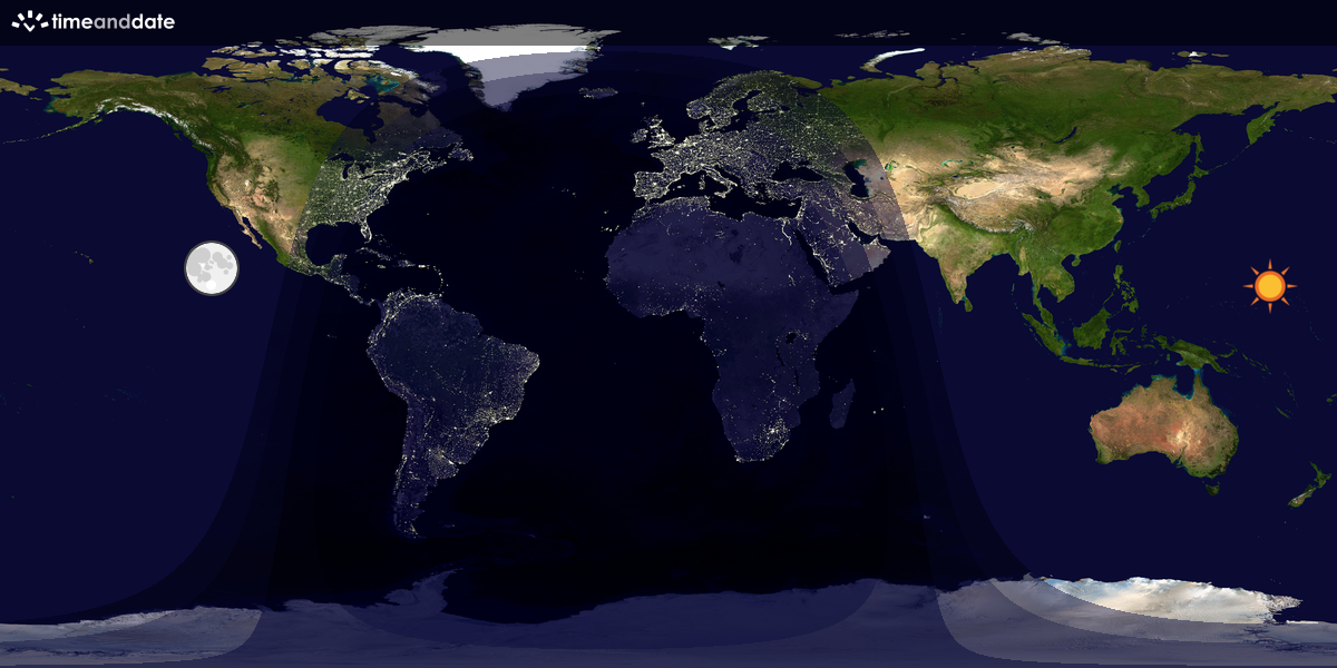 Verdenskart som viser dag og natt 