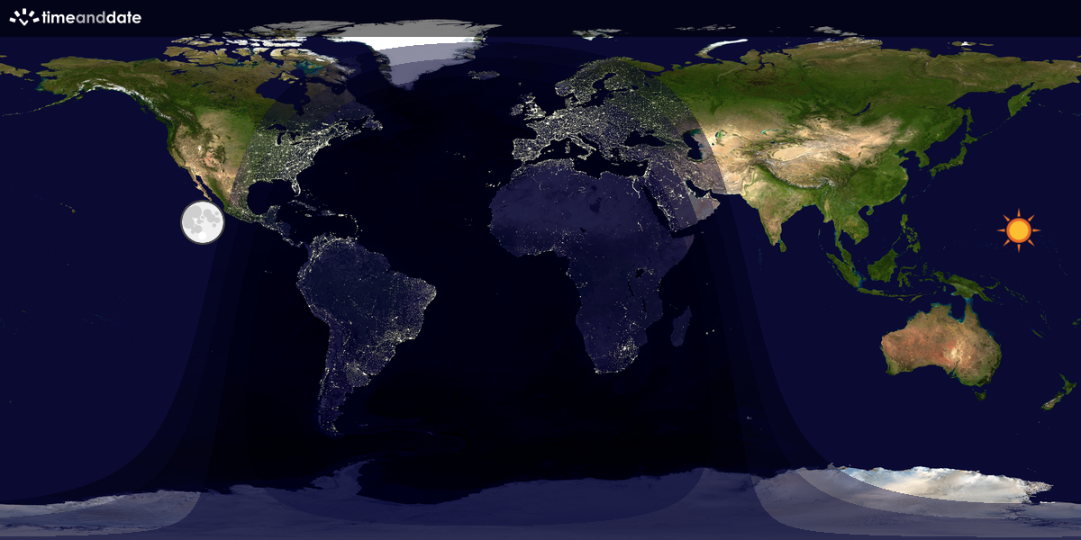 Verdenskart som viser dag og natt 