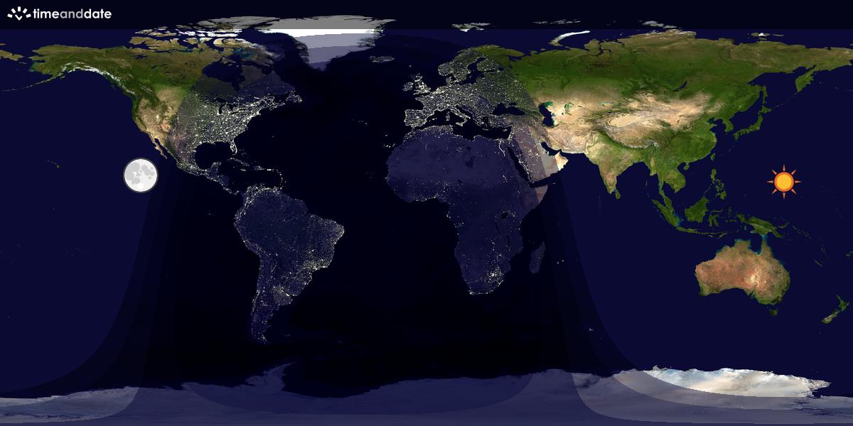 Verdenskart som viser dag og natt 