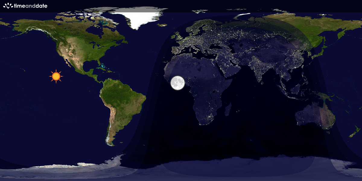 Verdenskart som viser dag og natt 