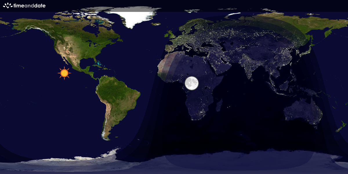Verdenskart som viser dag og natt 