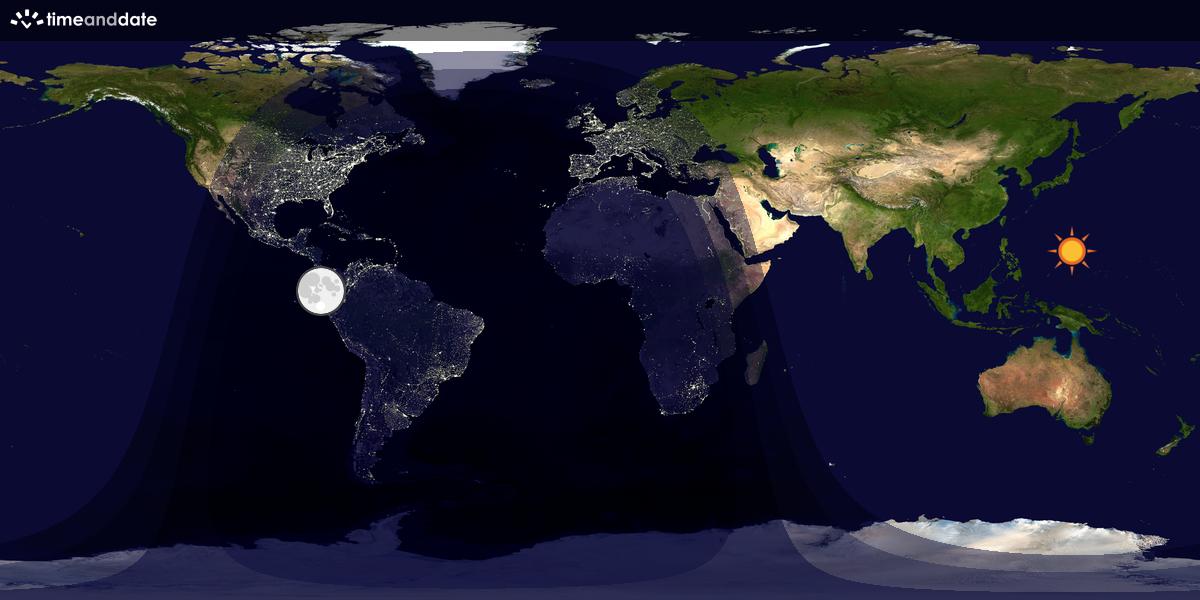 Verdenskart som viser dag og natt 