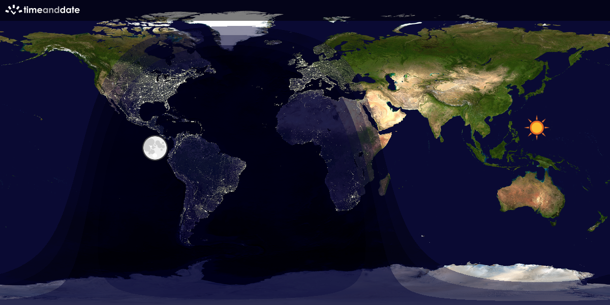 Verdenskart som viser dag og natt 