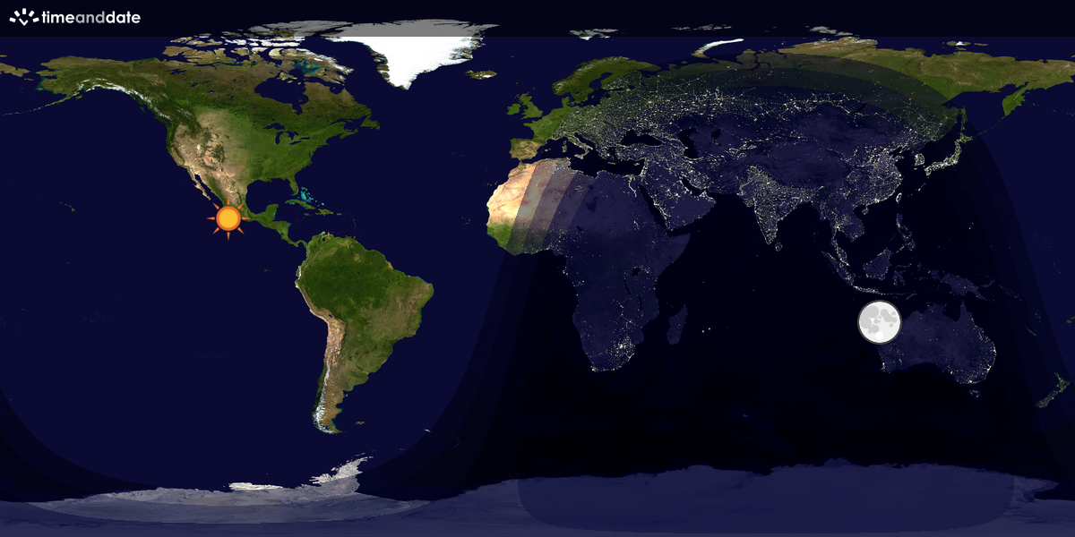 Verdenskart som viser dag og natt 