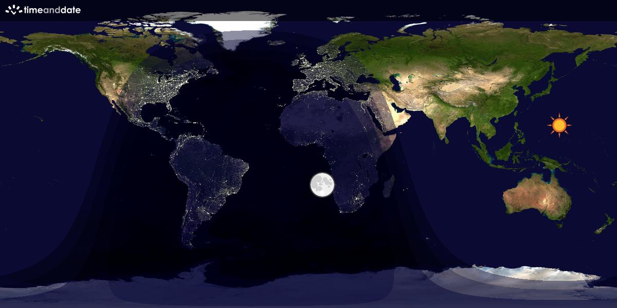 Verdenskart som viser dag og natt 
