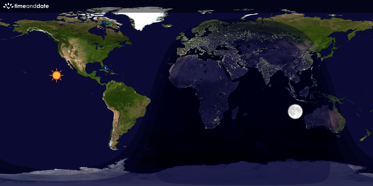 Verdenskart som viser dag og natt 