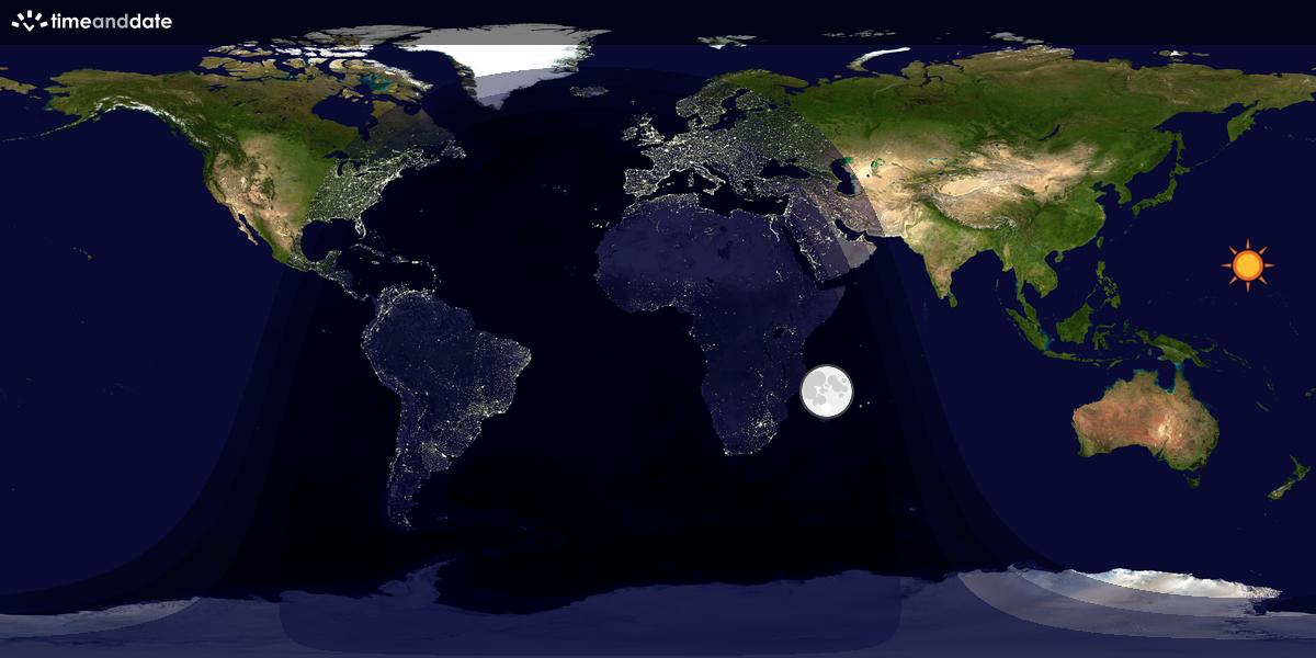 Verdenskart som viser dag og natt 