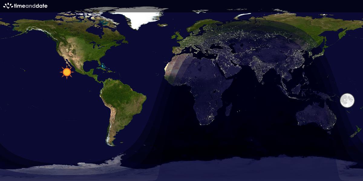 Verdenskart som viser dag og natt 