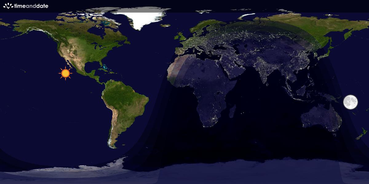 Verdenskart som viser dag og natt 