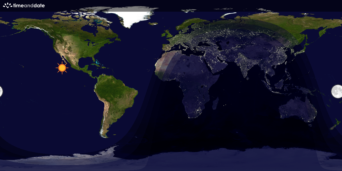 Verdenskart som viser dag og natt 
