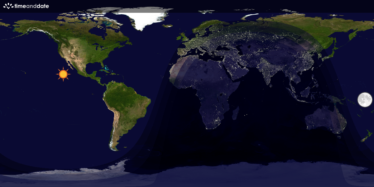 Verdenskart som viser dag og natt 