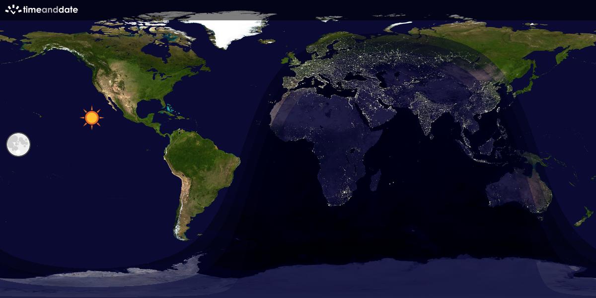 Verdenskart som viser dag og natt 