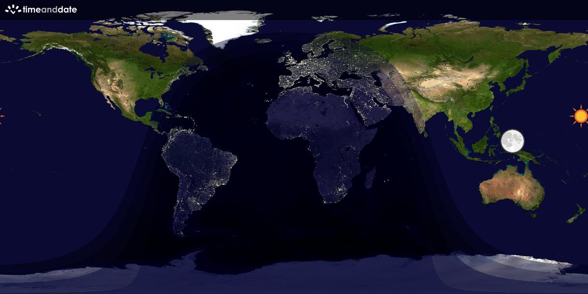 Verdenskart som viser dag og natt 