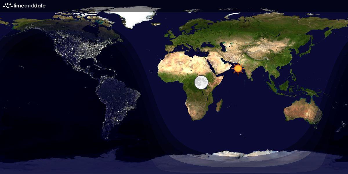 Verdenskart som viser dag og natt 
