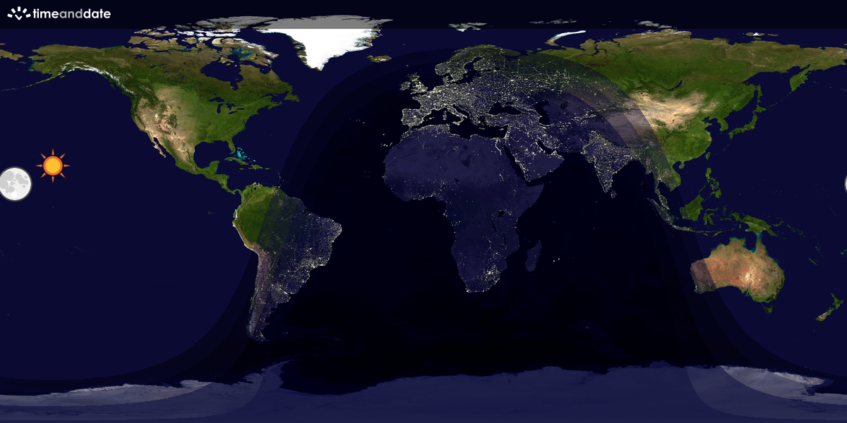 Verdenskart som viser dag og natt 