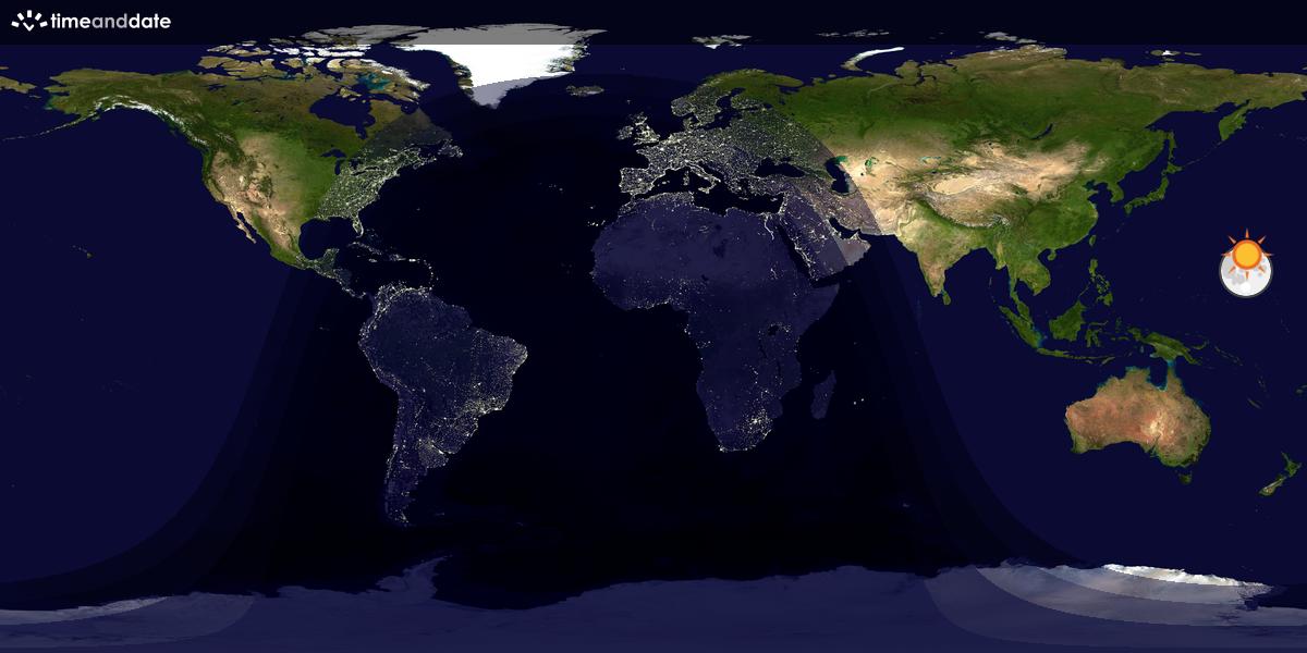 Verdenskart som viser dag og natt 