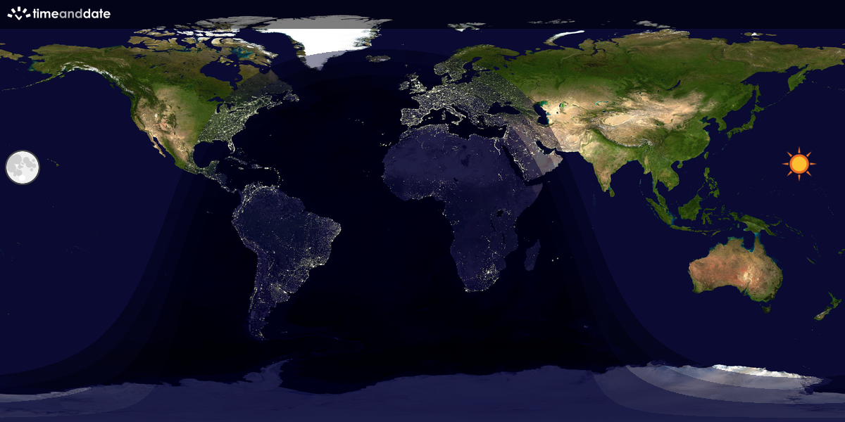Verdenskart som viser dag og natt 