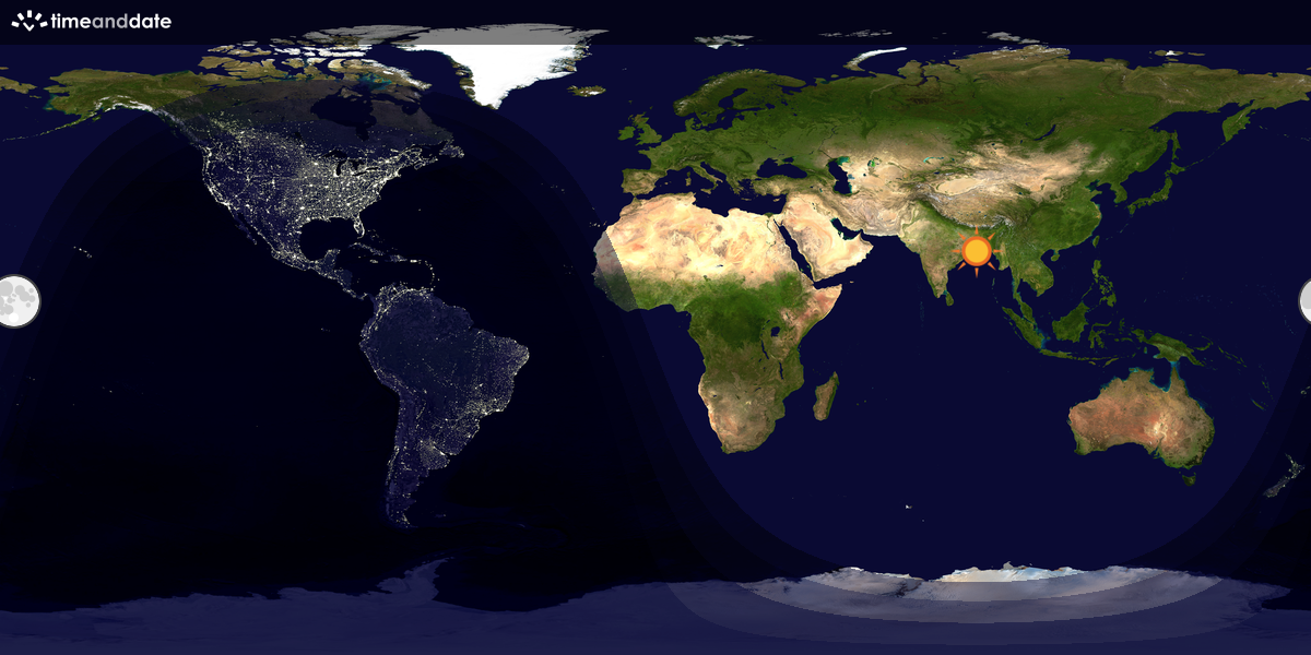 Verdenskart som viser dag og natt 