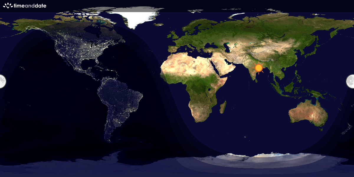 Verdenskart som viser dag og natt 