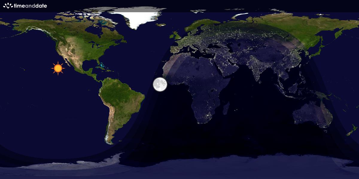 Verdenskart som viser dag og natt 