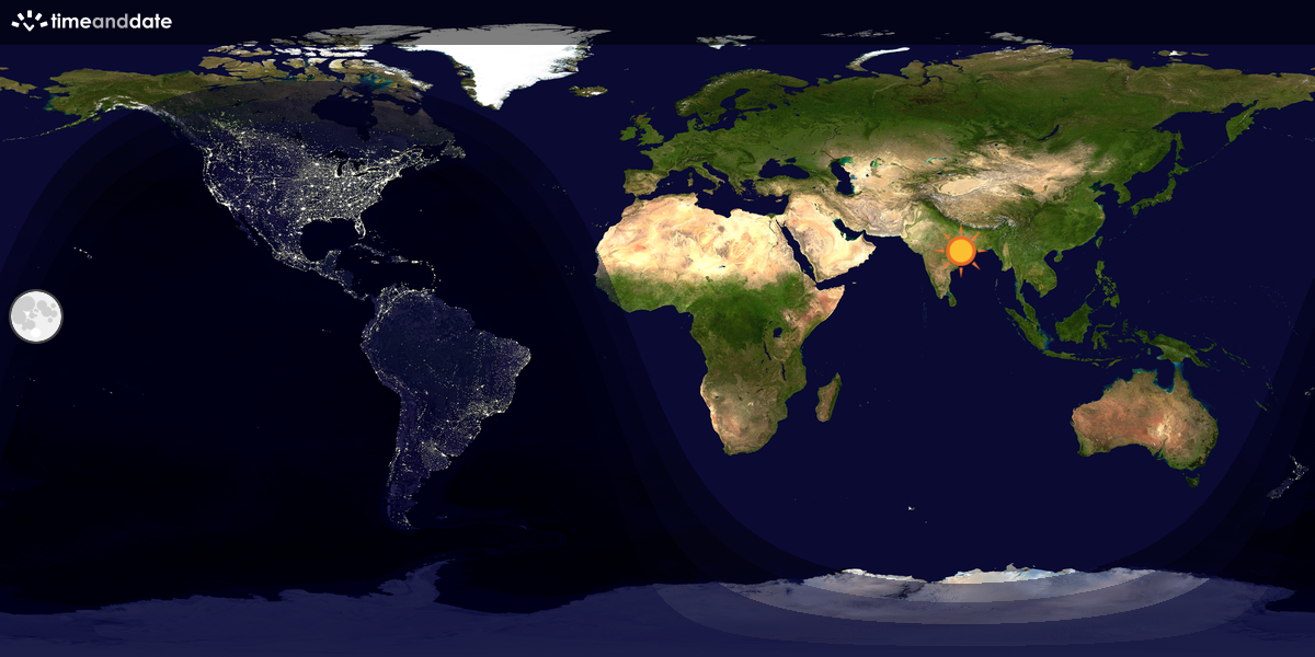 Verdenskart som viser dag og natt 