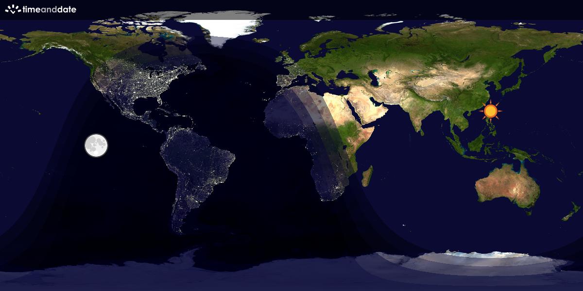 Verdenskart som viser dag og natt 