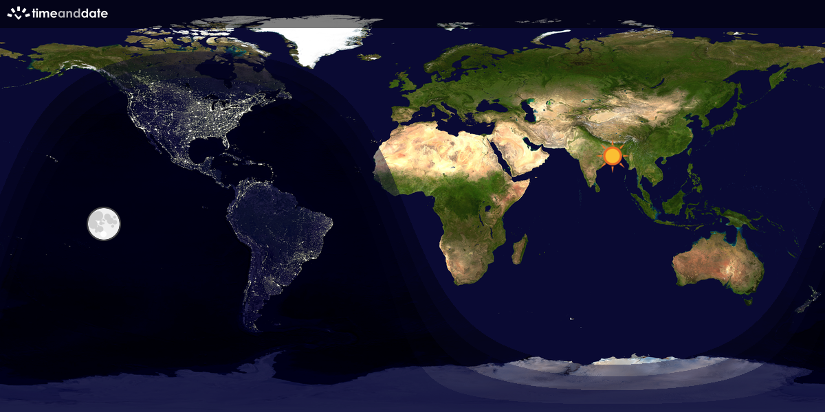 Verdenskart som viser dag og natt 