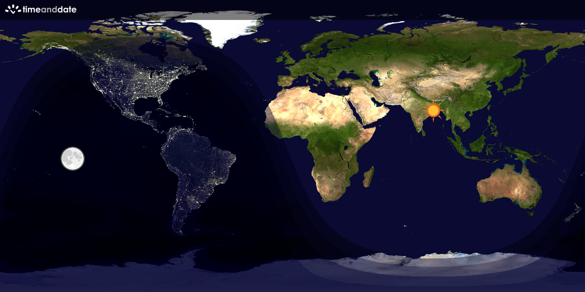 Verdenskart som viser dag og natt 