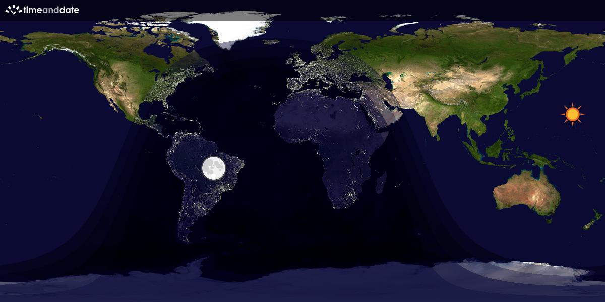 Verdenskart som viser dag og natt 