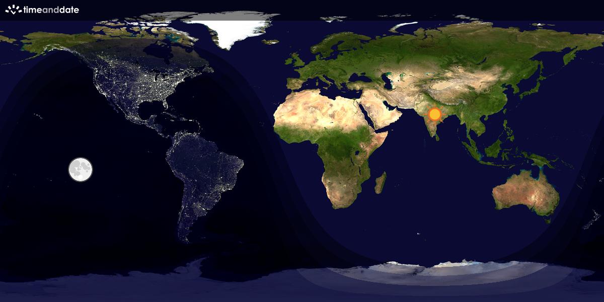 Verdenskart som viser dag og natt 