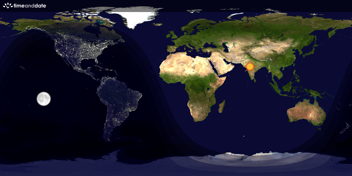 Verdenskart som viser dag og natt 