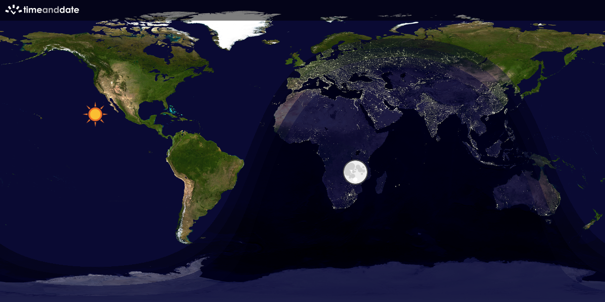Verdenskart som viser dag og natt 
