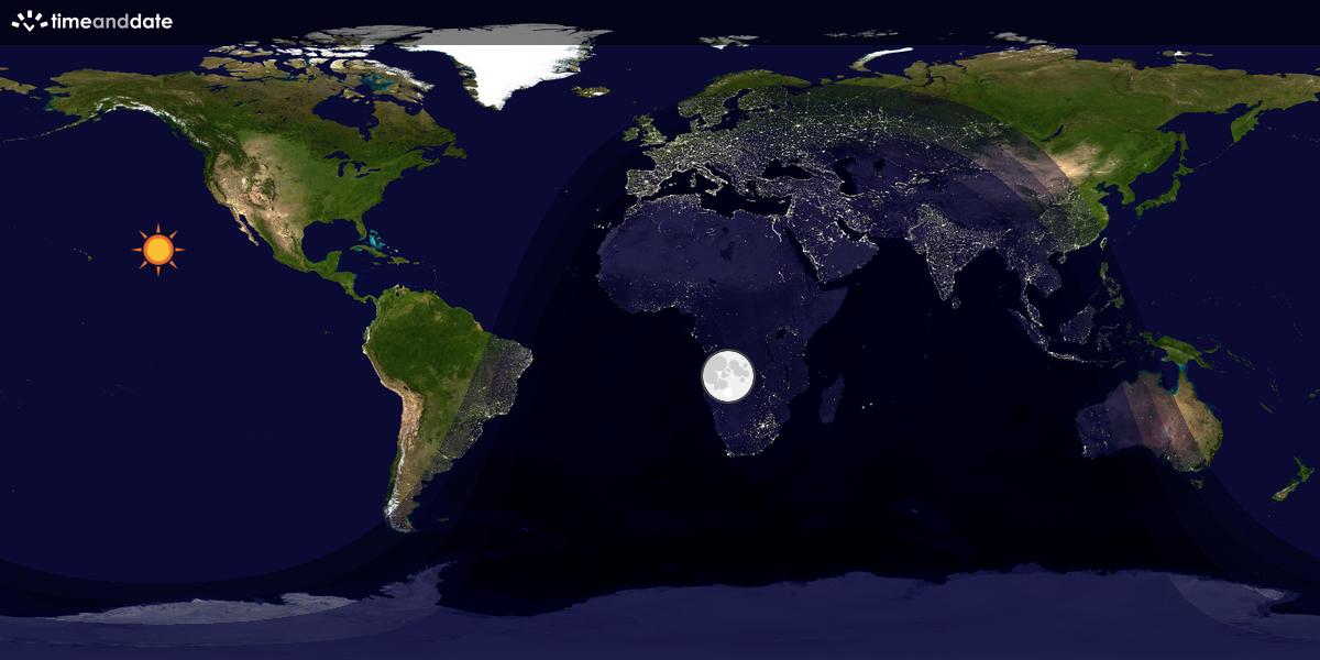 Verdenskart som viser dag og natt 