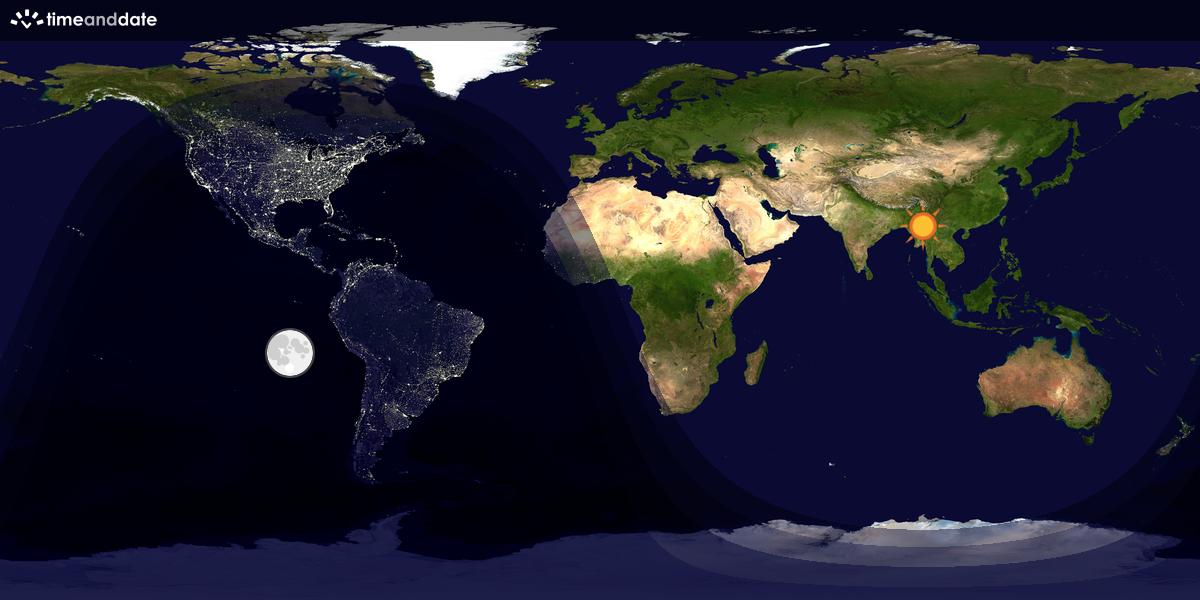 Verdenskart som viser dag og natt 