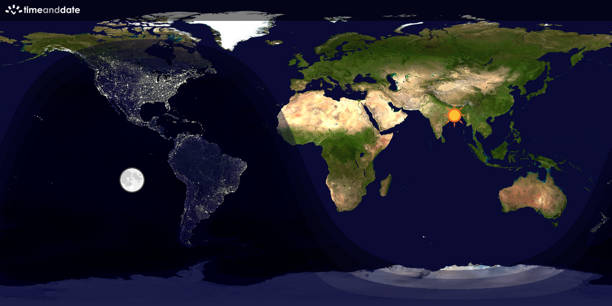 Verdenskart som viser dag og natt 