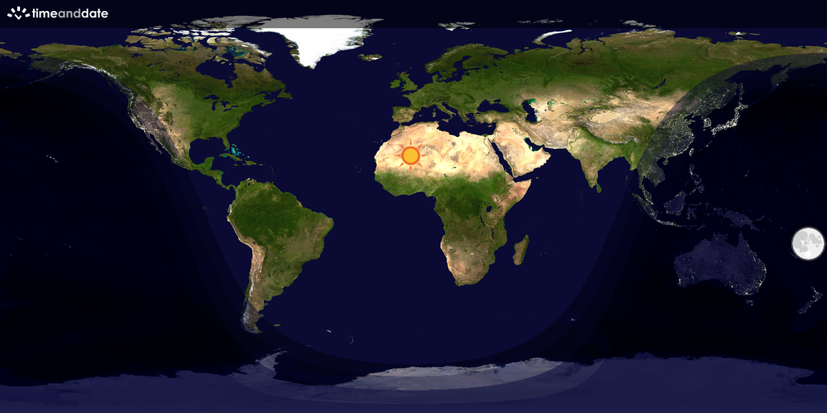 Verdenskart som viser dag og natt 